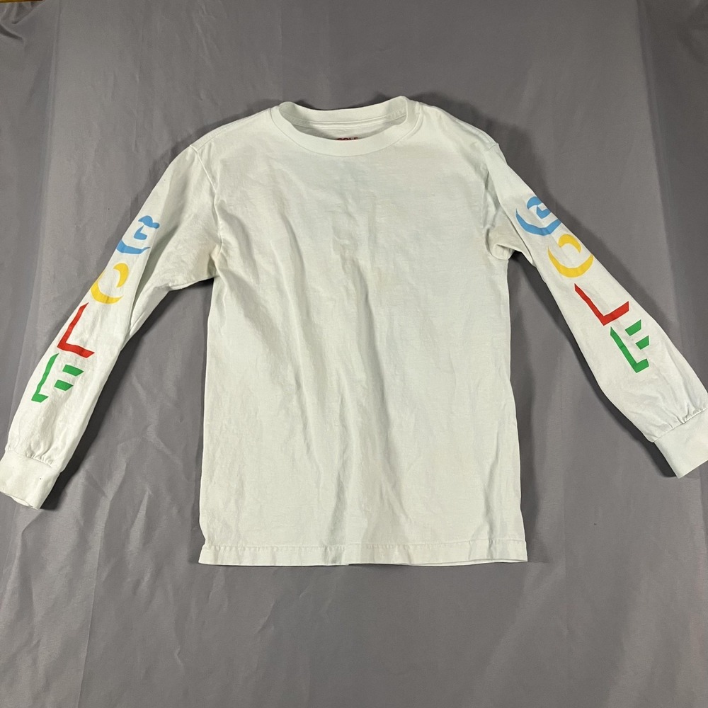 GOLF‎ Shirt Mens Small White Long Sleeve Google Graphic GOLF WANG Streetwear Tee